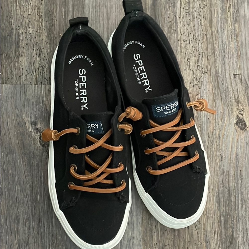Sperry Black and Brown Sneakers with Suede Upper and White Sole